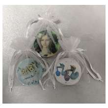 Printed Round Sugar Cookies - 3 inch (with individual white fabric Gift Bags)