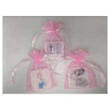 Printed Square Sugar Cookies - 3 inch (with individual pink fabric Gift Bags)