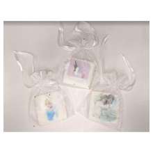 Printed Square Sugar Cookies - 3 inch (with individual white fabric Gift Bags)